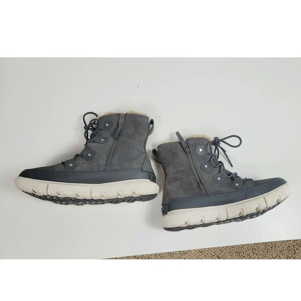 Sorel Explorer II Joan Faux Fur Waterproof Boot in Gray, sz 9.5